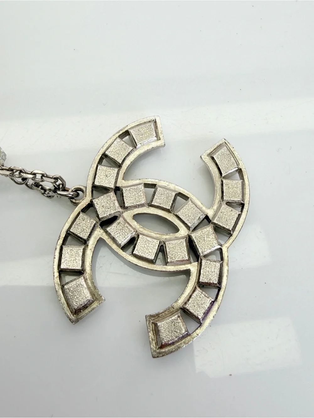 Chanel Layered Long Necklace in Silver-Tone Metal and Crystal Beads